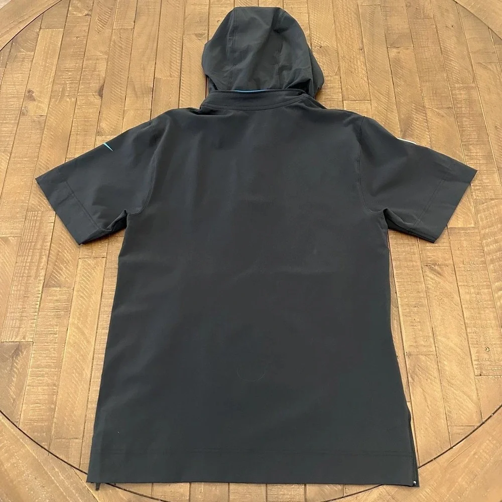 Nike Carolina Panthers Short‎ Sleeve Hooded Jacket Charcoal Blue NFL Men's S NWT